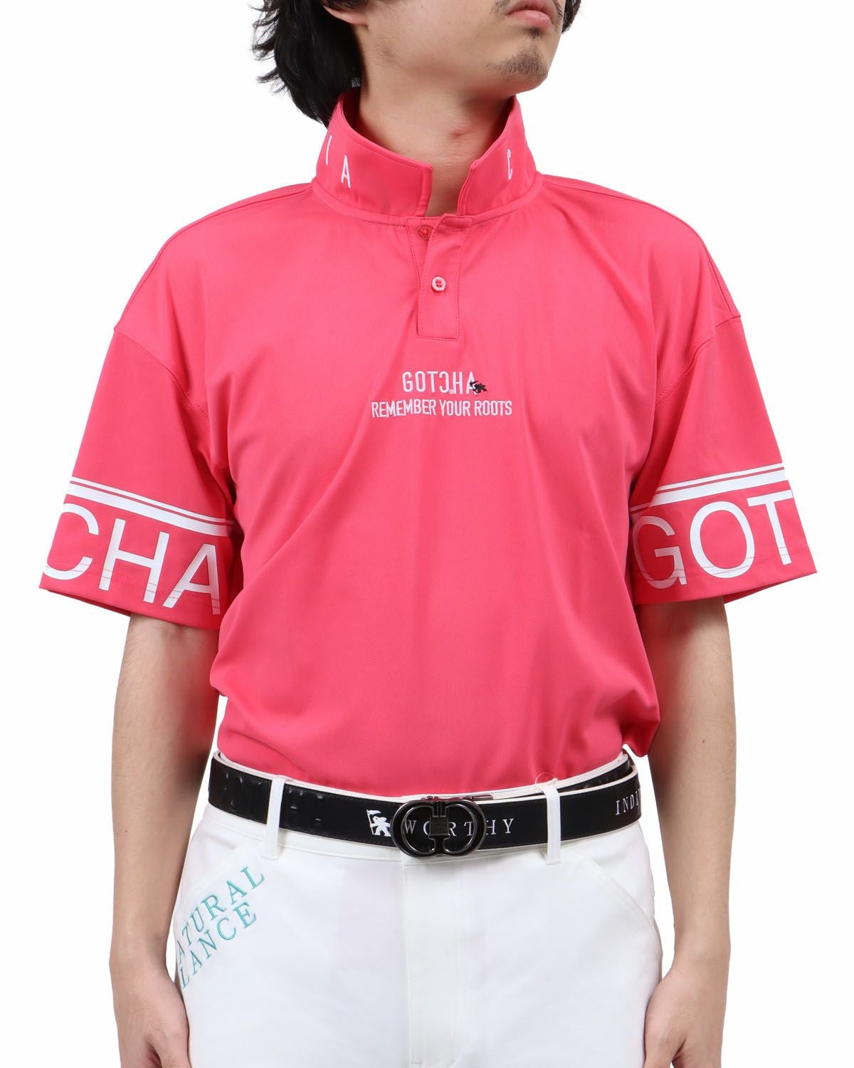 ピンク：173cm63kg(Lサイズ着用)