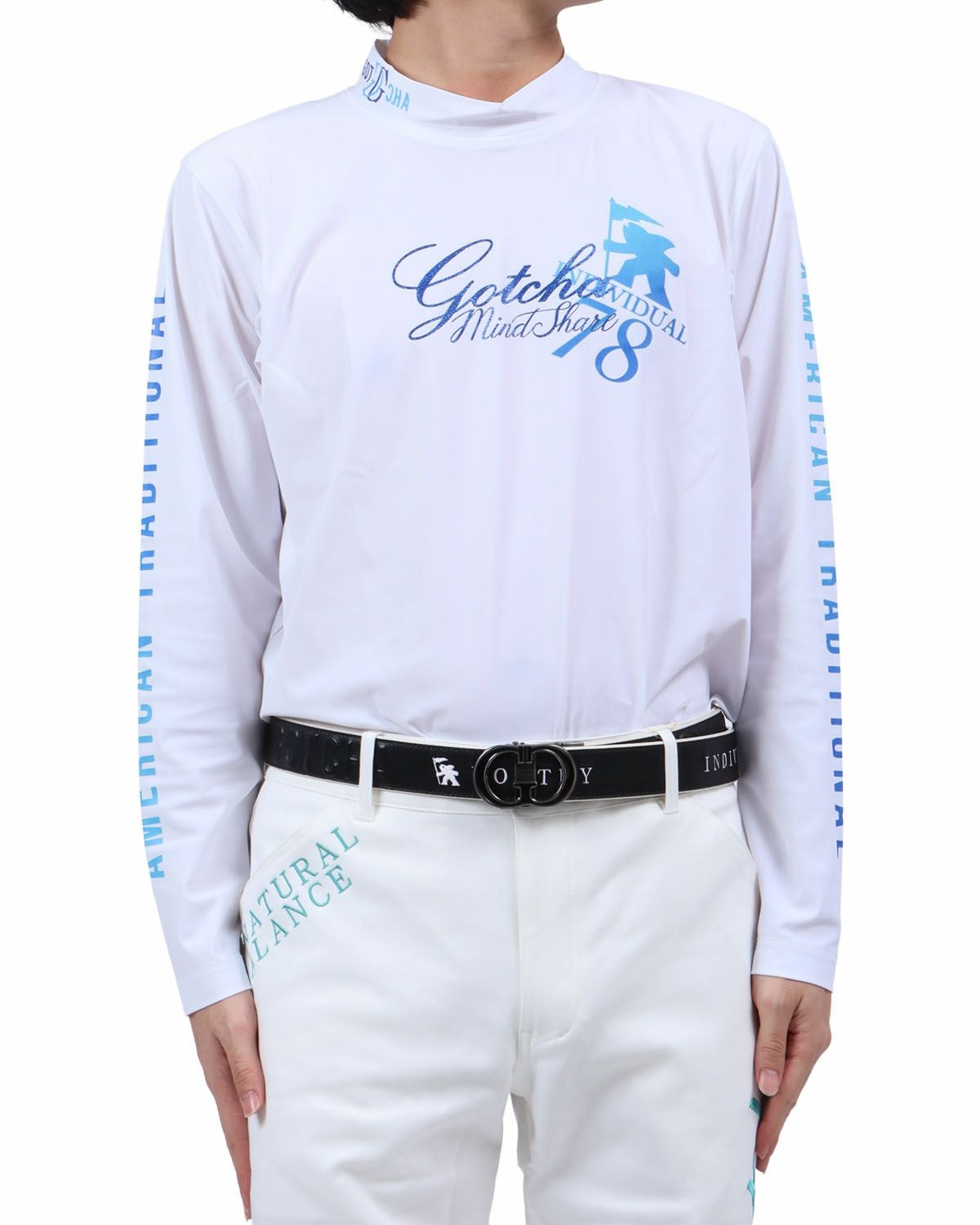 ホワイト：173cm63kg(Lサイズ着用)