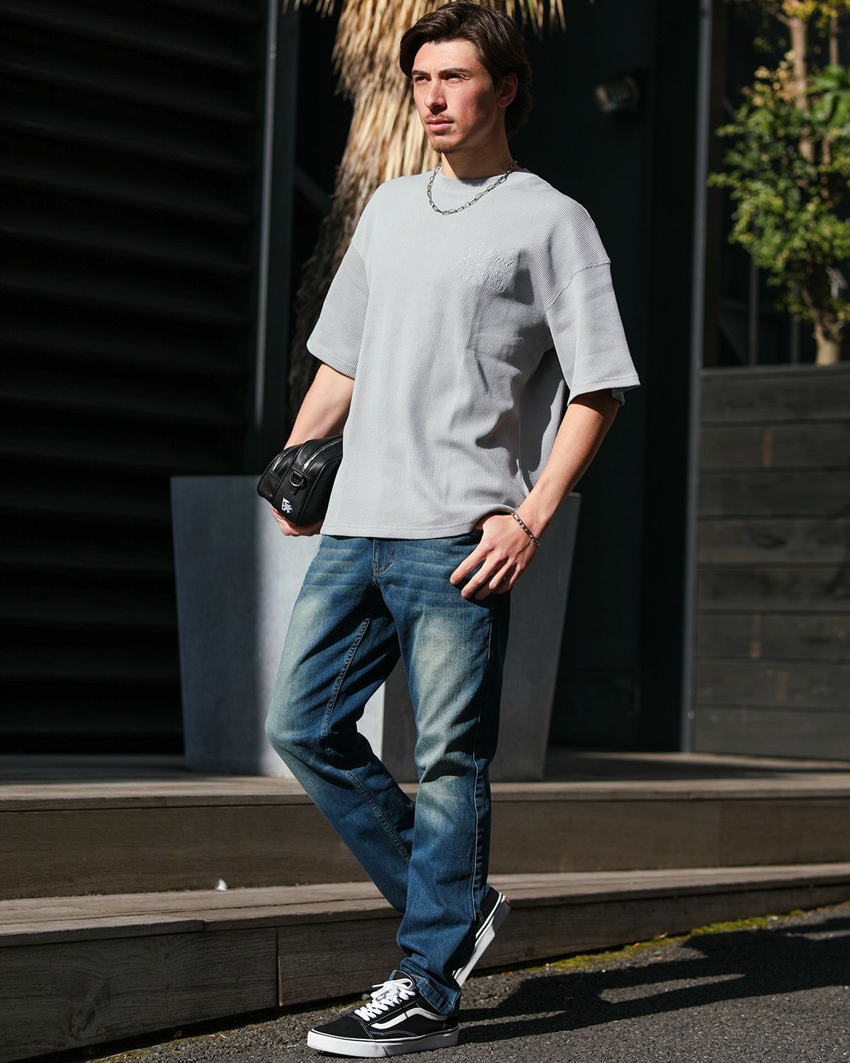 グレー：180cm/70kg(Lサイズ着用)