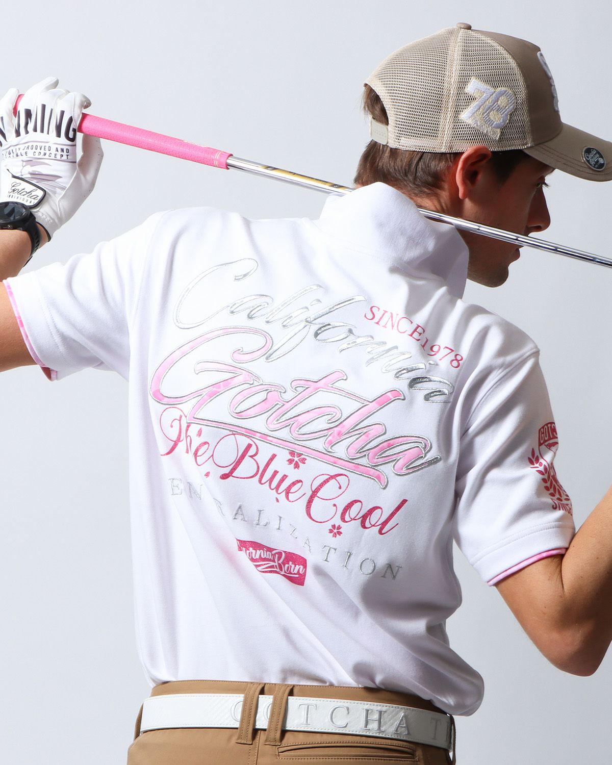 GOTCHA GOLF] UVカット シャイニーピンク サクラ ポロ | PEET ONLINE STORE