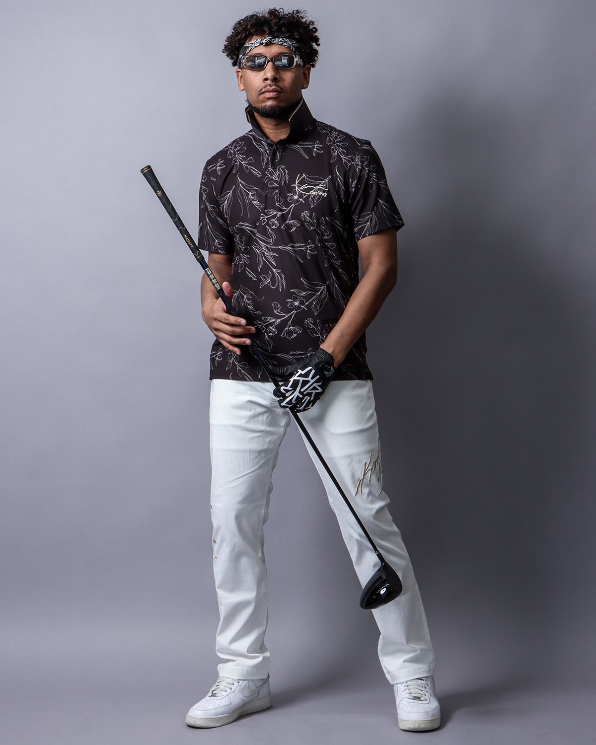 Karl Kani GOLF 総柄ポロシャツ パンツ セットアップ Karl Kani GOLF] ドライ UVカット フラワー アート 総柄 ポロ | PEET
