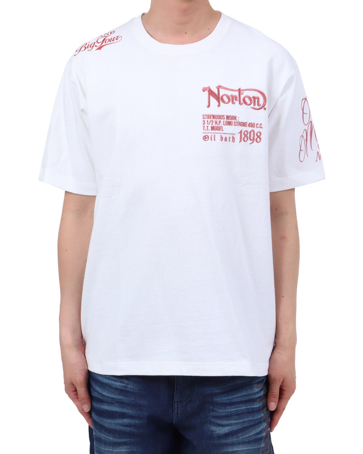 ホワイト：174cm62kg(Lサイズ着用)