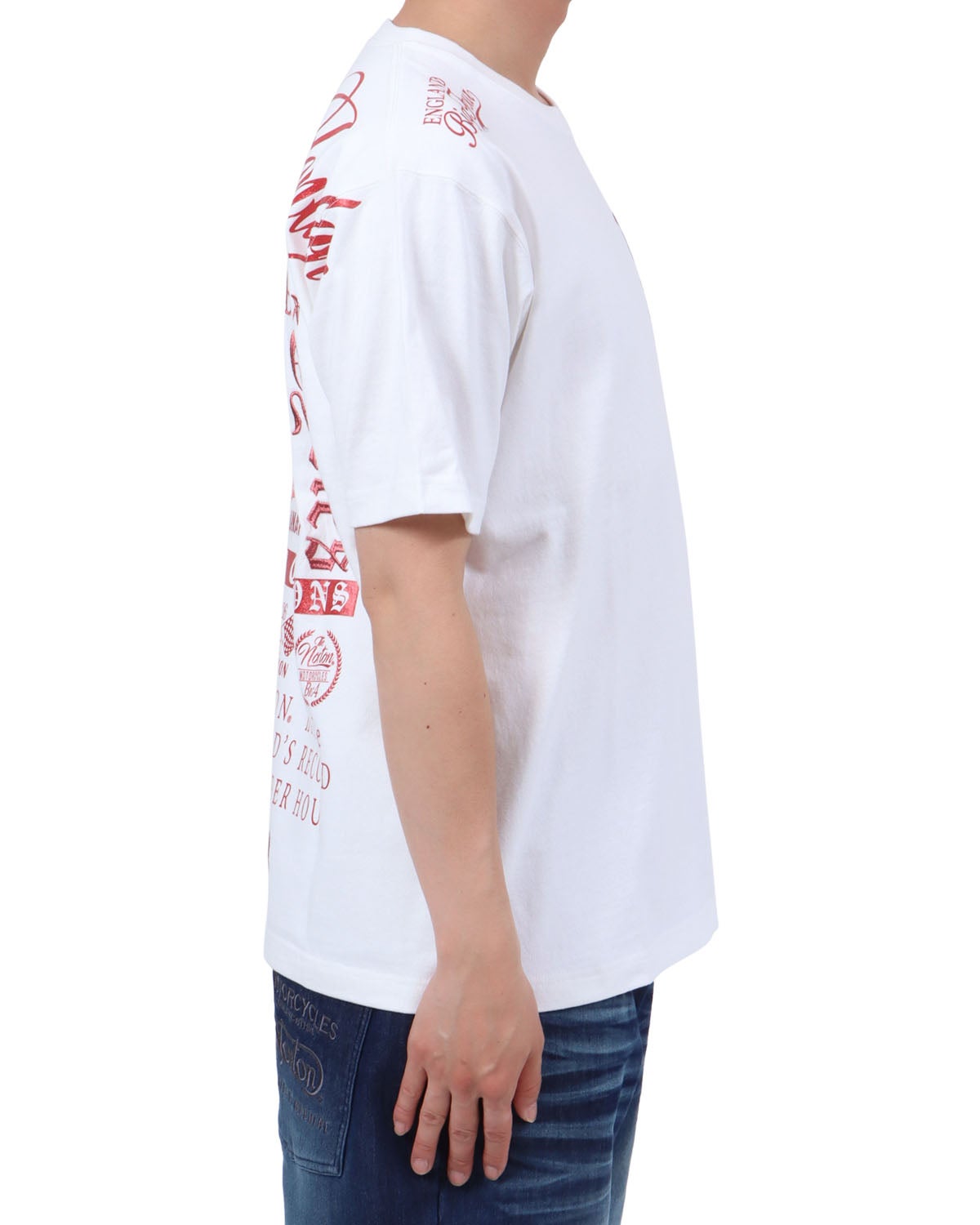 ホワイト：174cm62kg(Lサイズ着用)