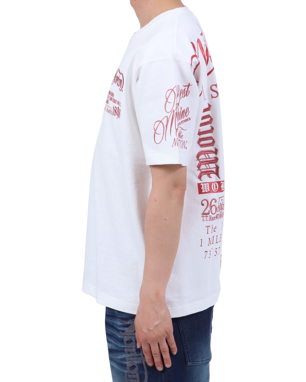 ホワイト：174cm62kg(Lサイズ着用)