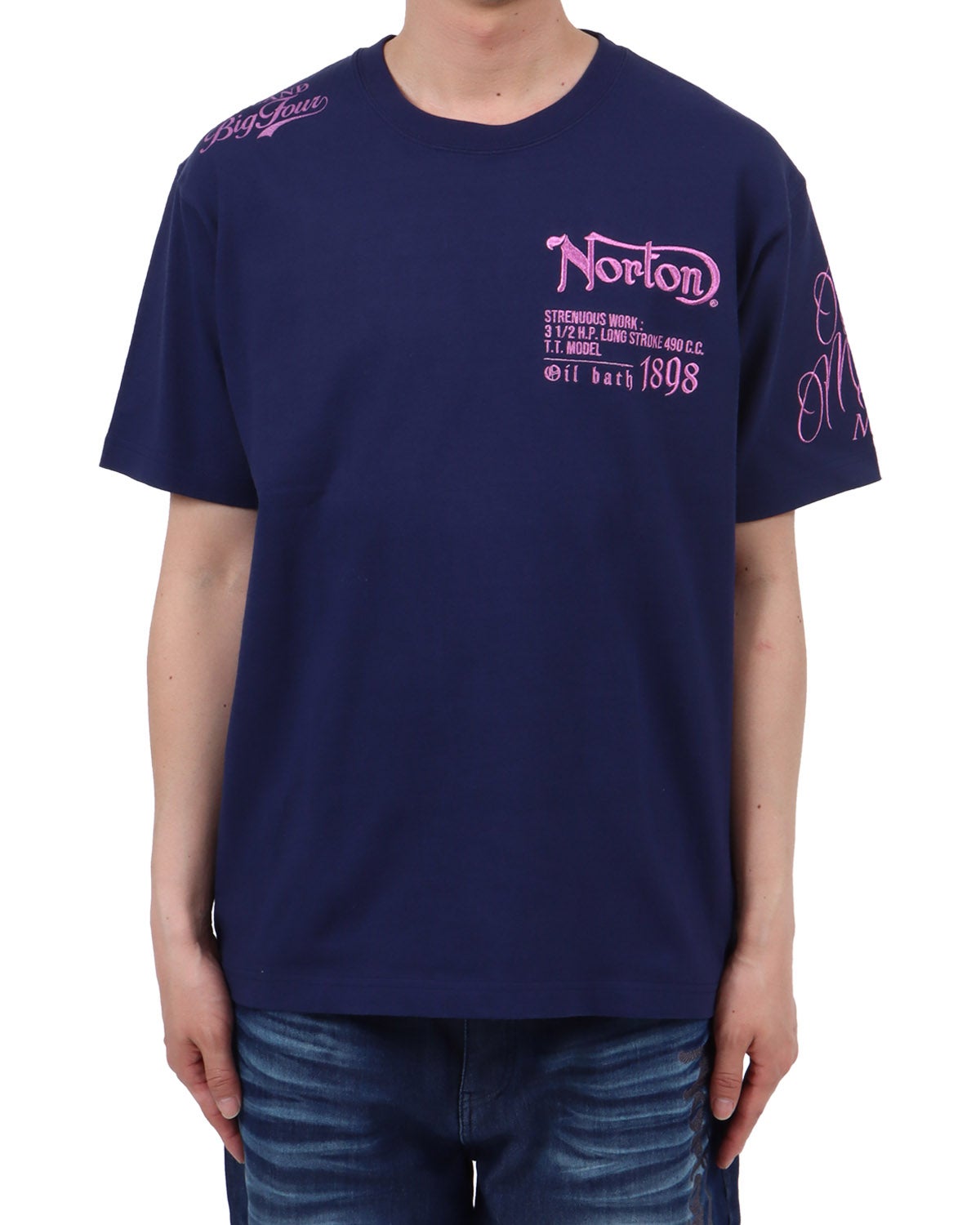 ネイビー：174cm62kg(Lサイズ着用)