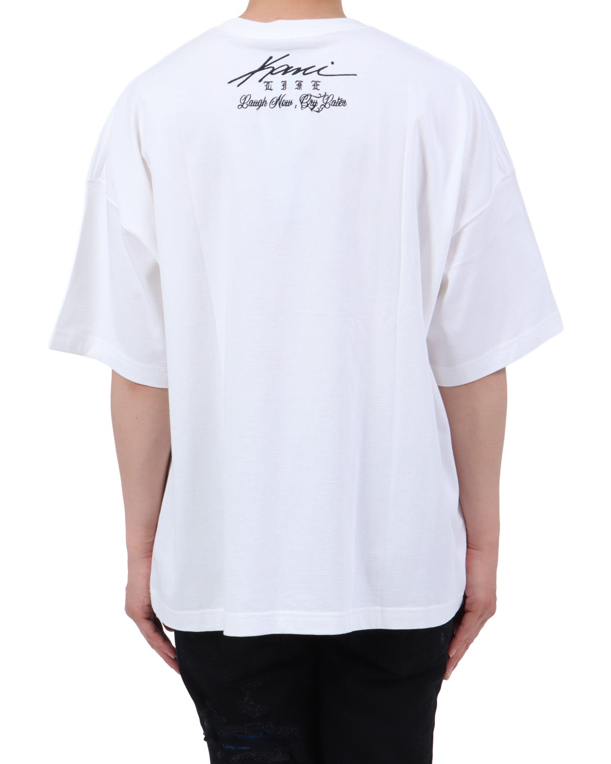 ホワイト：174cm62kg(Lサイズ着用)