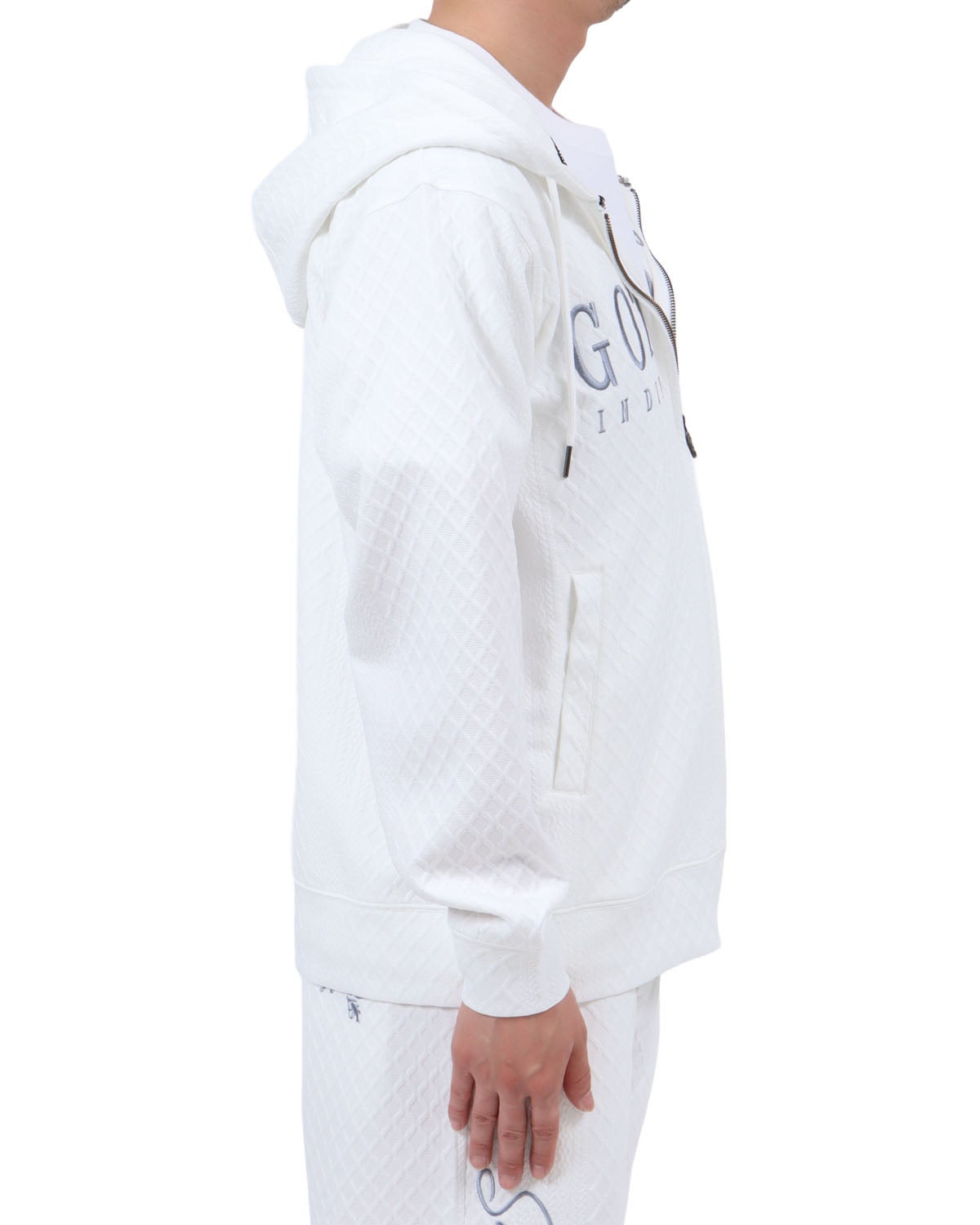 ホワイト：174cm62kg(Lサイズ着用)