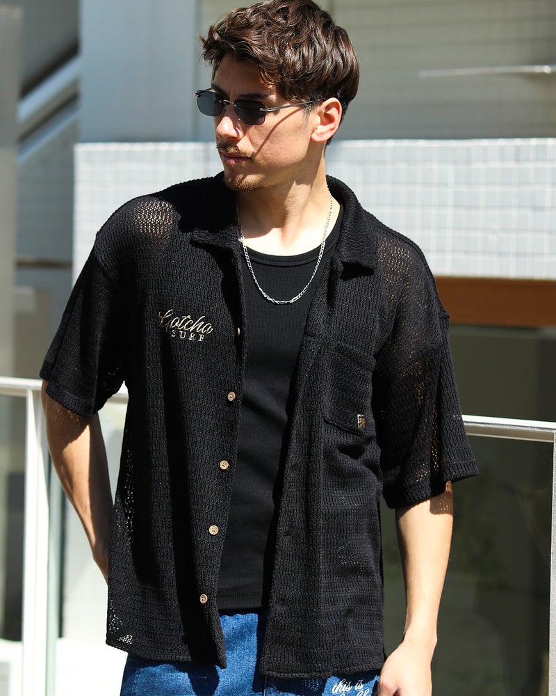 ウォッシャブル 半袖 ニット シャツ