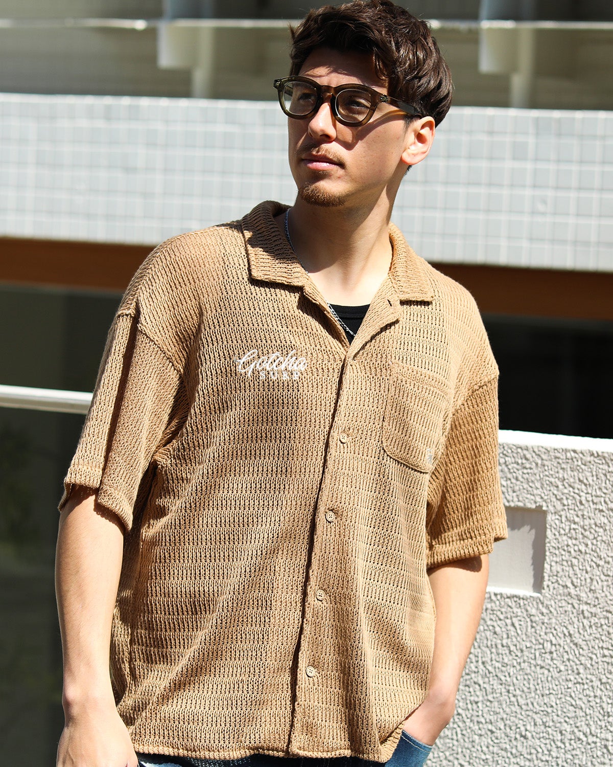 ベージュ：180cm/70kg(Lサイズ着用)