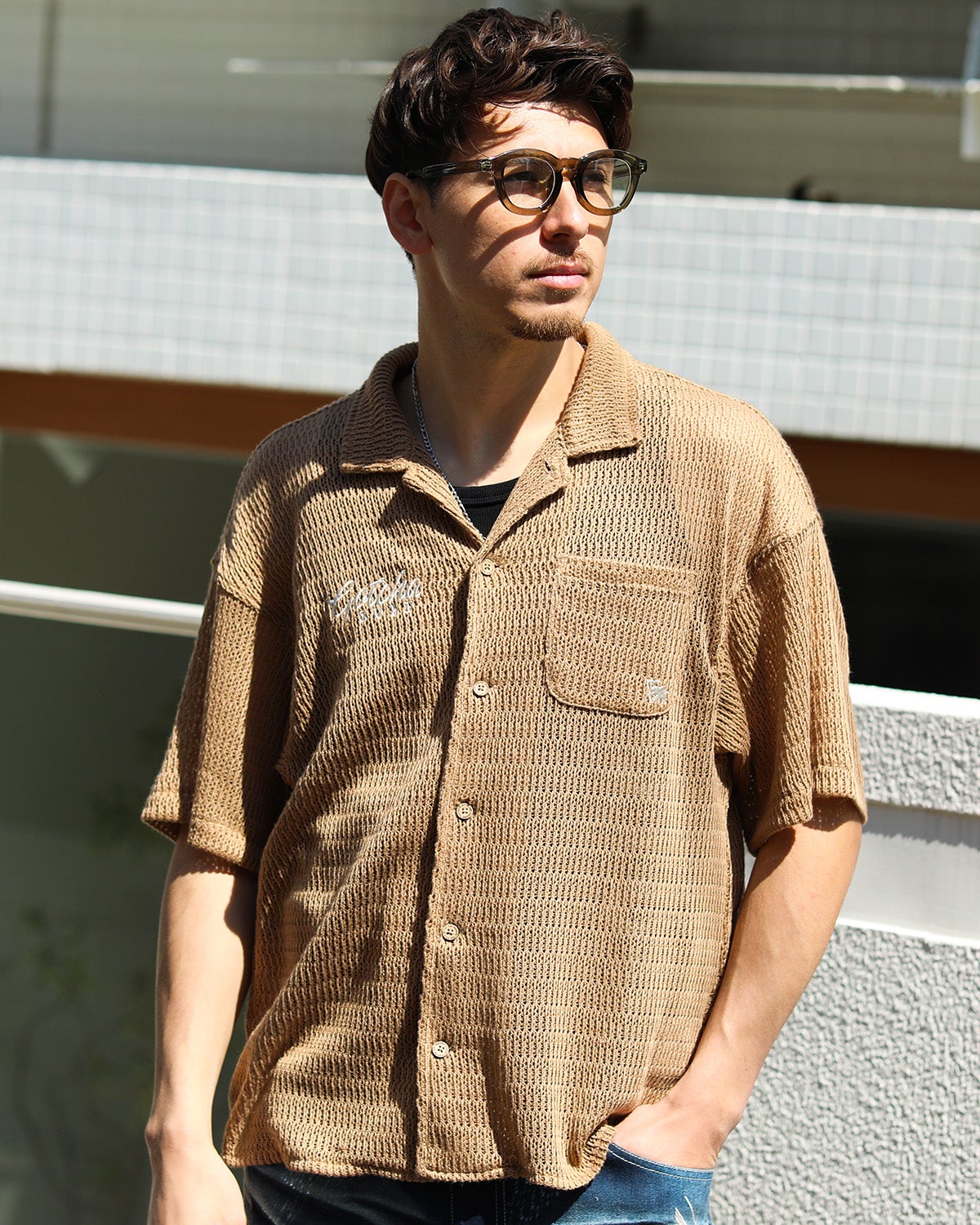 ベージュ：180cm/70kg(Lサイズ着用)