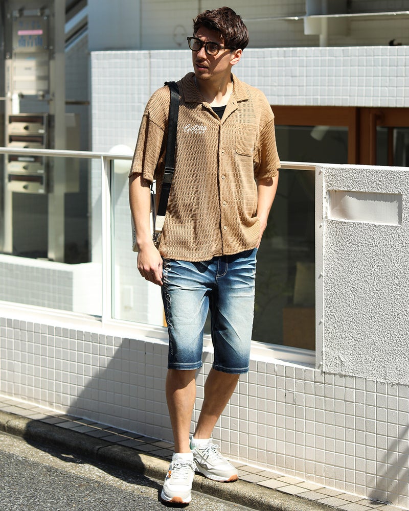 ベージュ：180cm/70kg(Lサイズ着用)