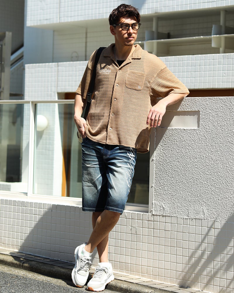 ベージュ：180cm/70kg(Lサイズ着用)