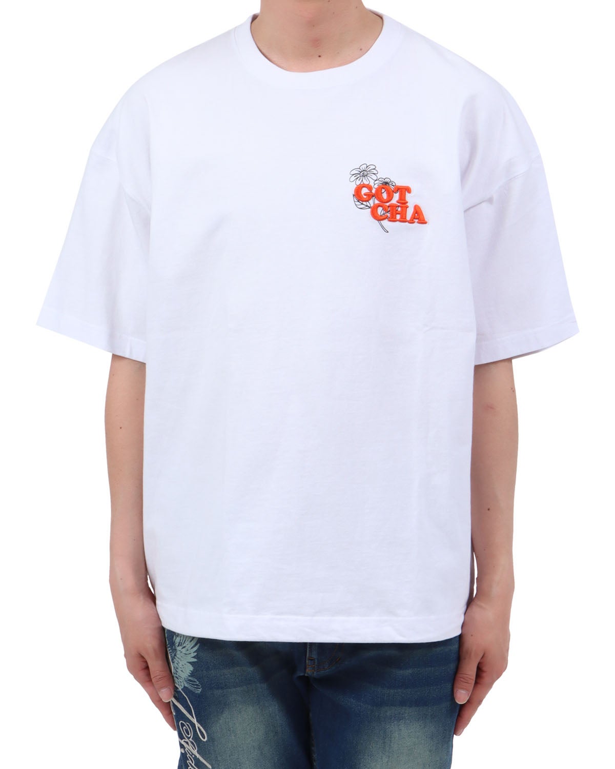 ホワイト：174cm62kg(Lサイズ着用)