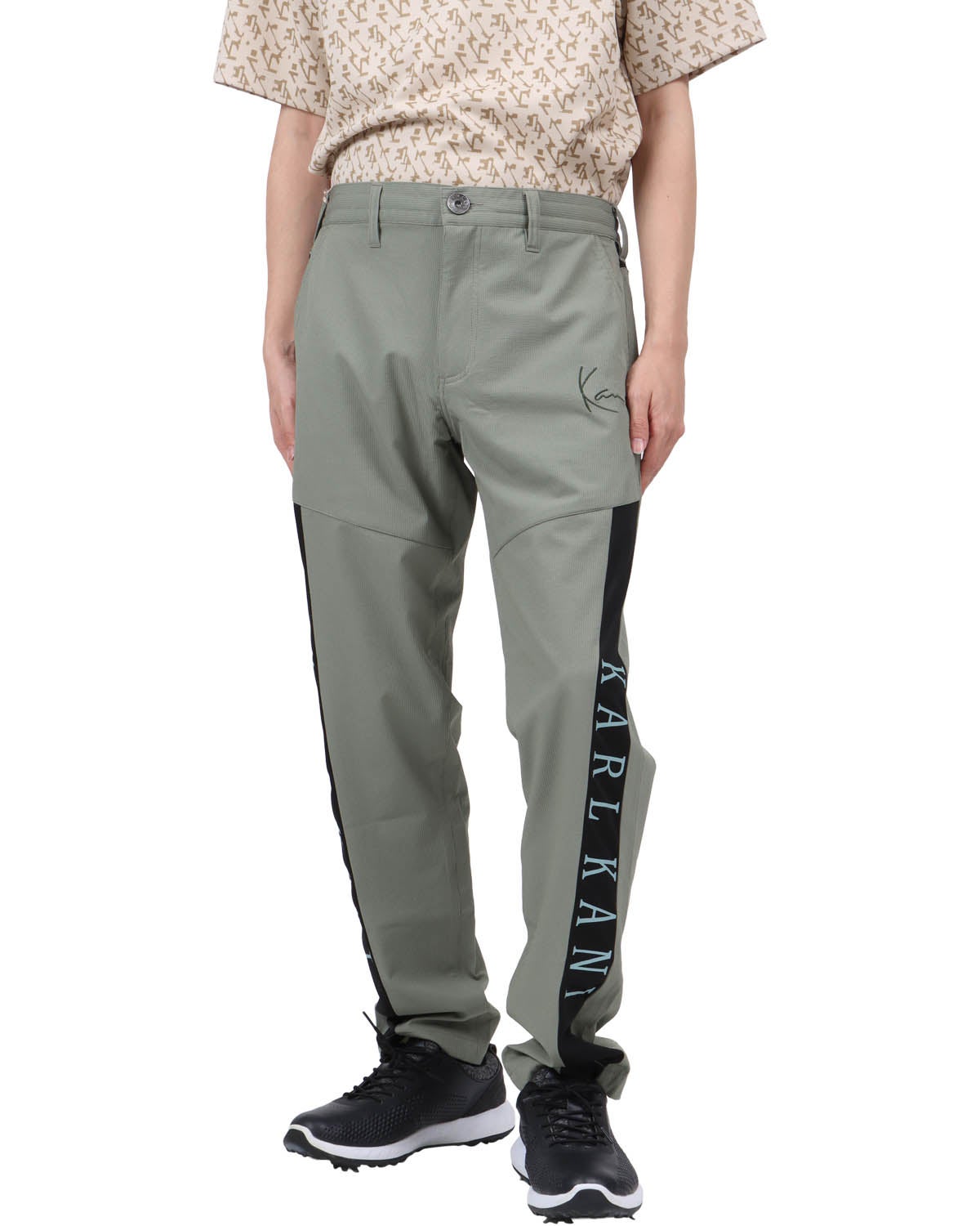 Karl Kani GOLF ストレッチ 接触冷感 ドビーストライプ 切替パンツ Karl Kani GOLF] ストレッチ 接触冷感 ドビーストライプ 切替パンツ
