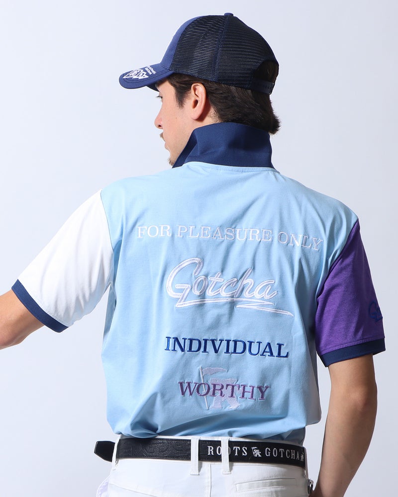 ライトブルー：180cm/70kg(Lサイズ着用)