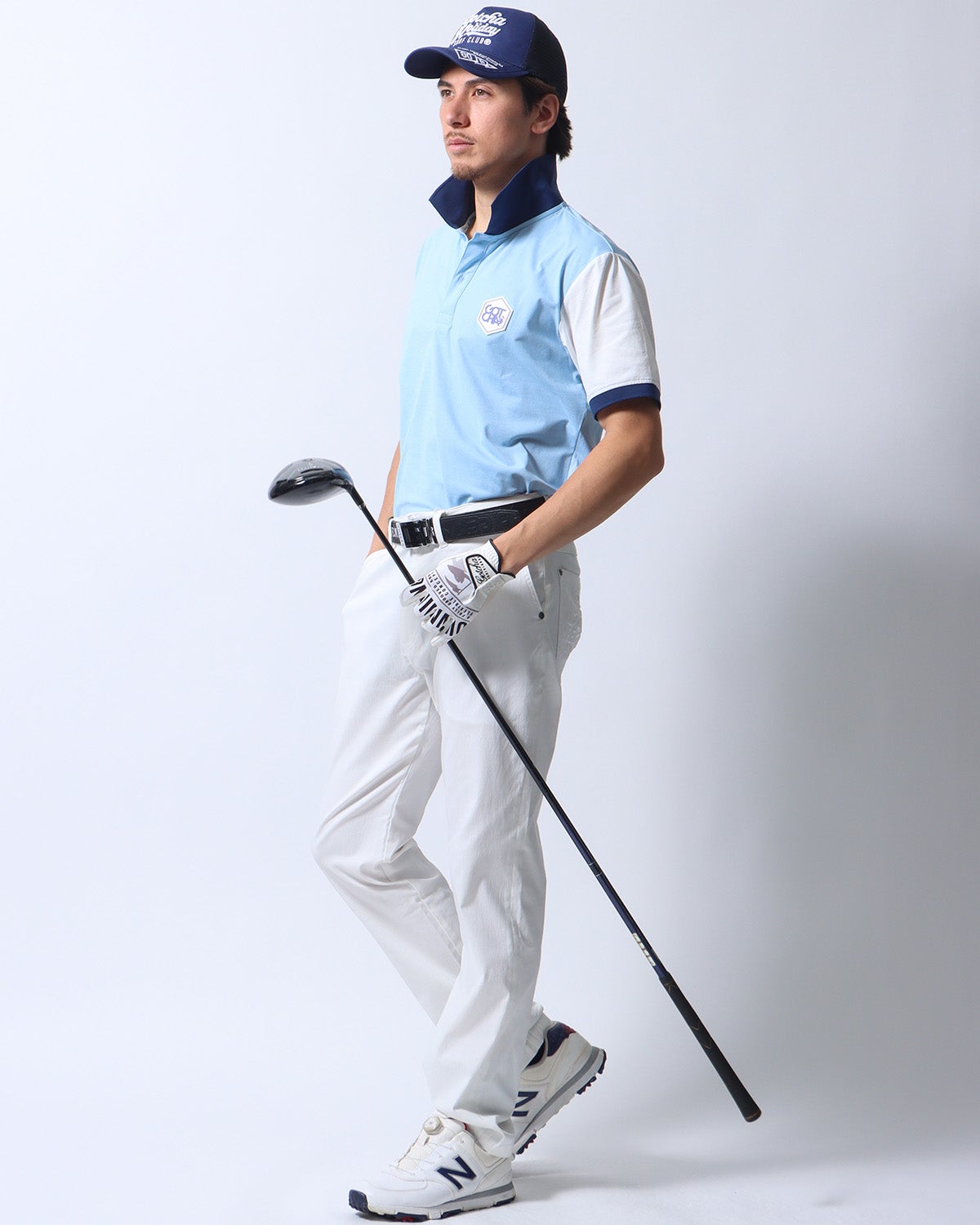 ライトブルー：180cm/70kg(Lサイズ着用)