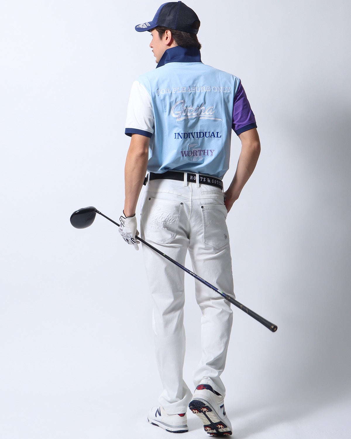 ライトブルー：180cm/70kg(Lサイズ着用)