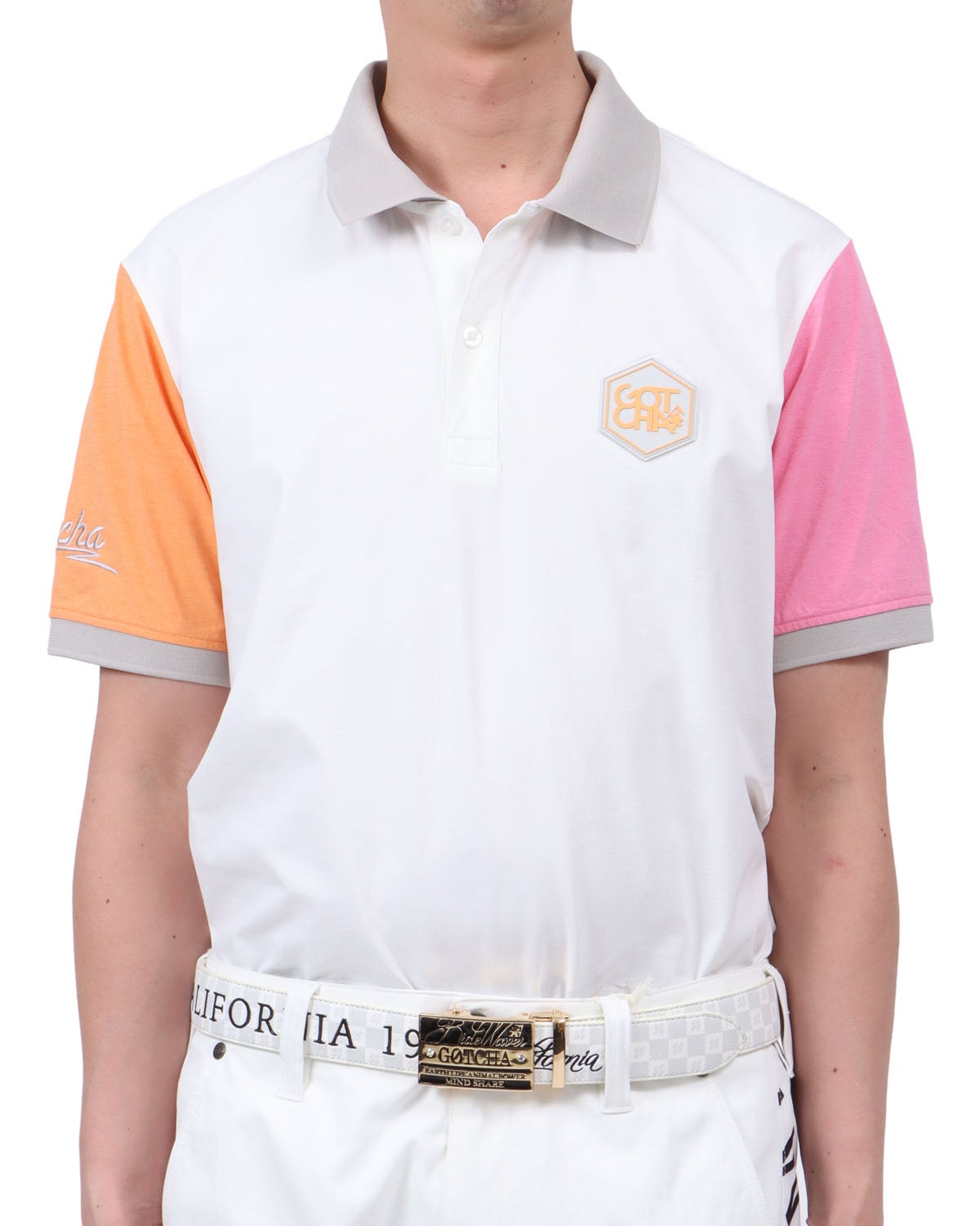 ホワイト：174cm62kg(Lサイズ着用)