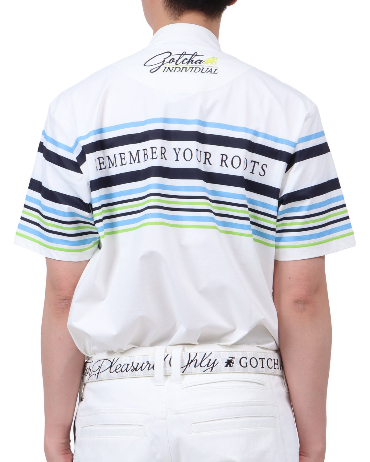 ホワイト：174cm62kg(Lサイズ着用)