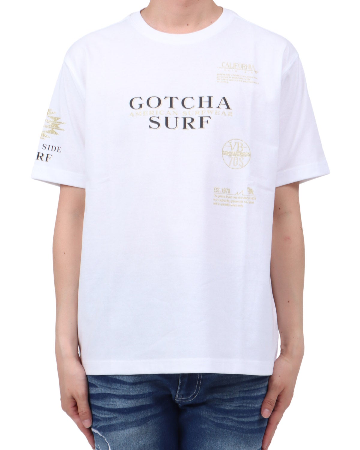 ホワイト：174cm62kg(Lサイズ着用)