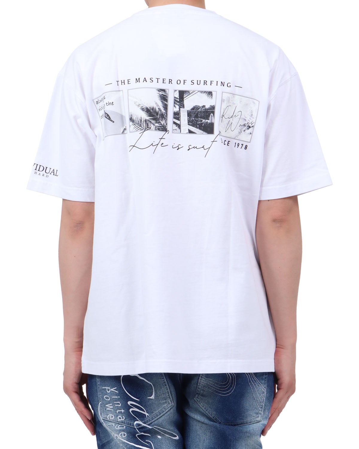 ホワイト：174cm62kg(Lサイズ着用)