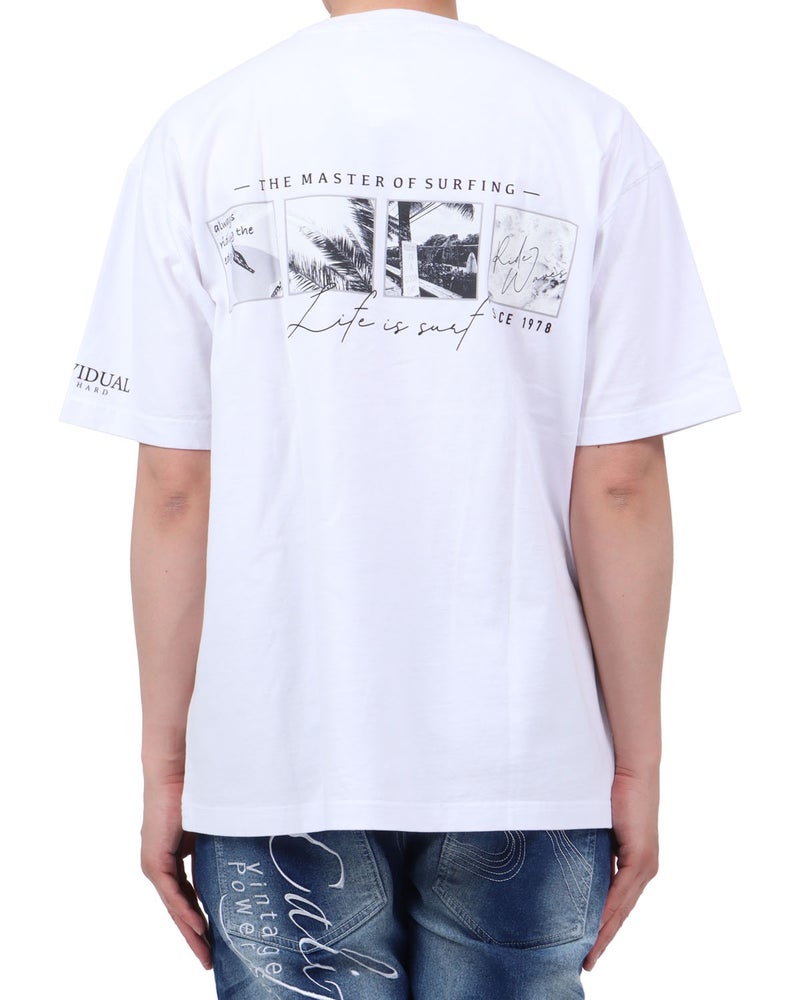 ホワイト：174cm62kg(Lサイズ着用)