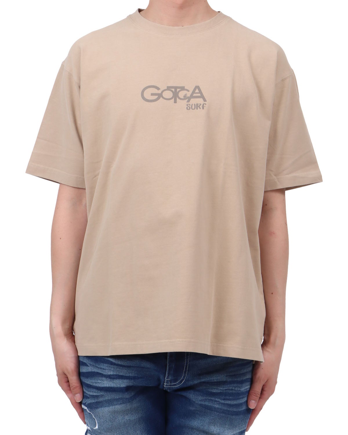 ベージュ：174cm62kg(Lサイズ着用)