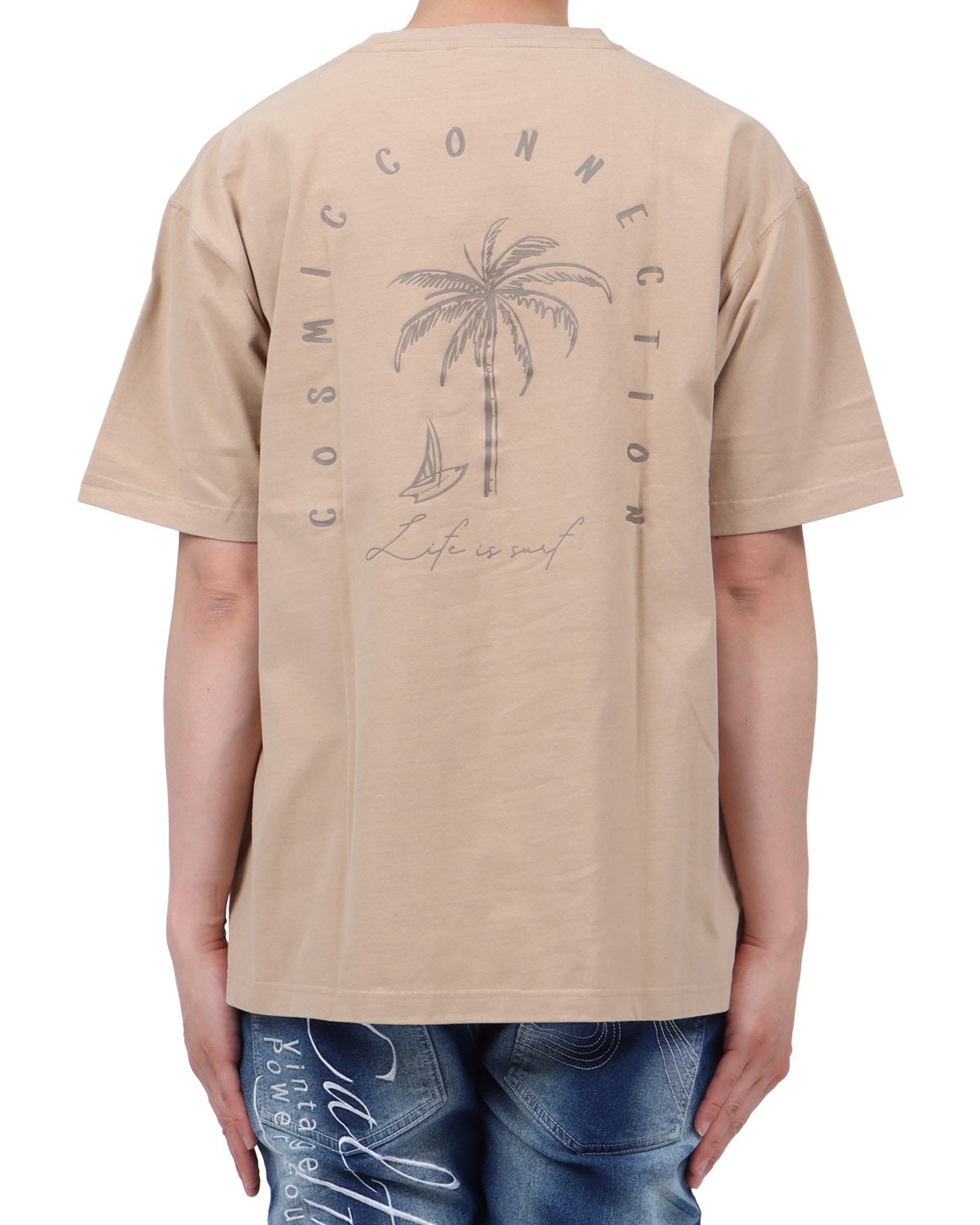 ベージュ：174cm62kg(Lサイズ着用)