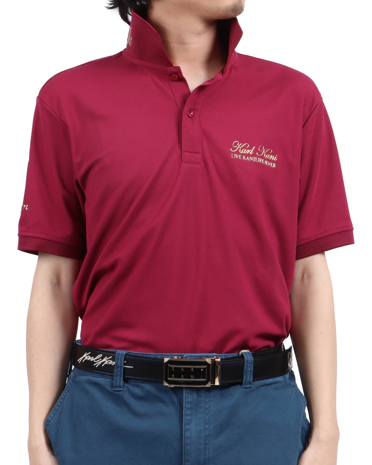 新品正規 Karl Kani ドライUVカット 鹿の子メタルベーシックポロ L Karl Kani GOLF] ドライ UVカット 鹿の子 メタル ベーシック ポロ