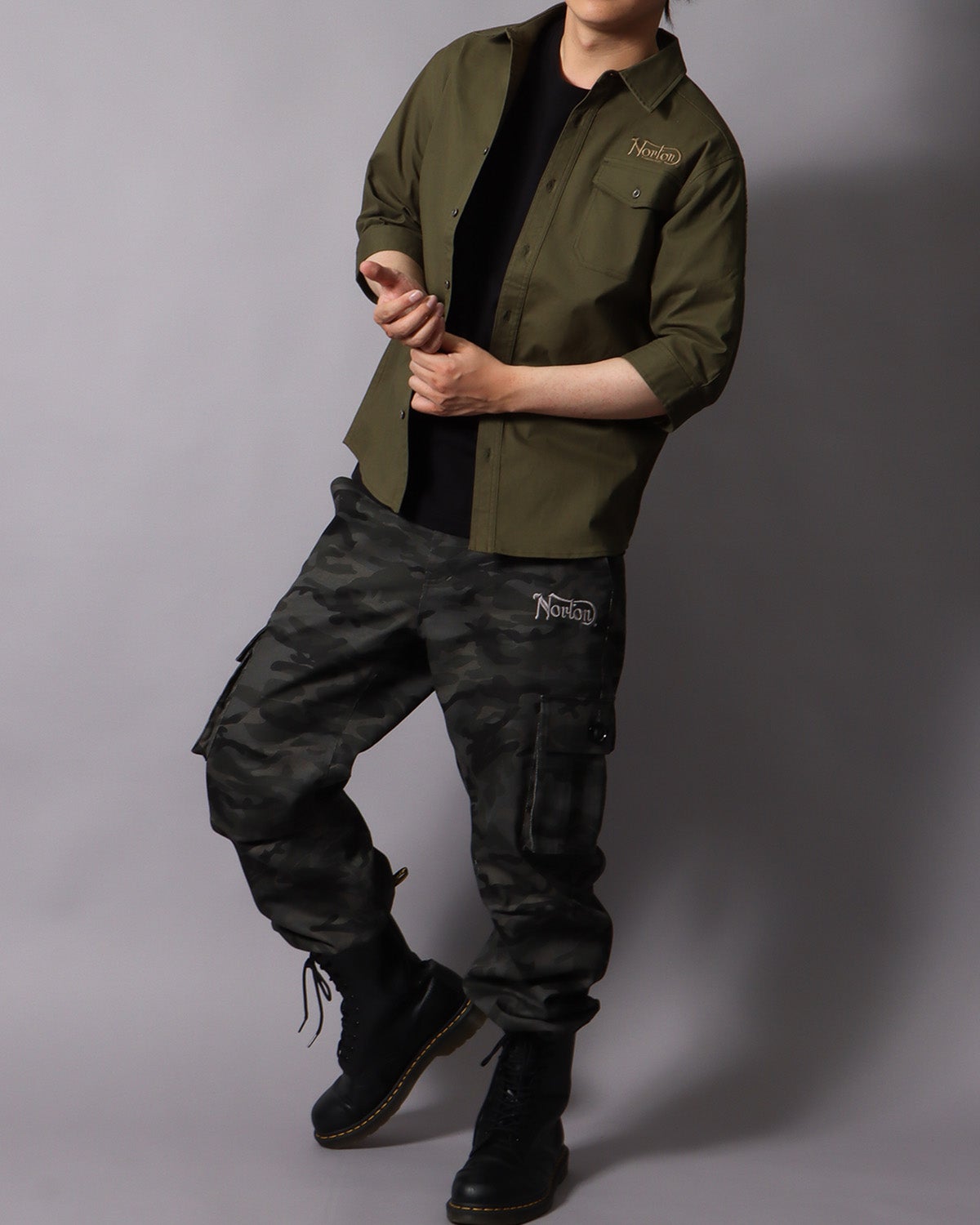 カーキ：178cm/75kg(Lサイズ着用）