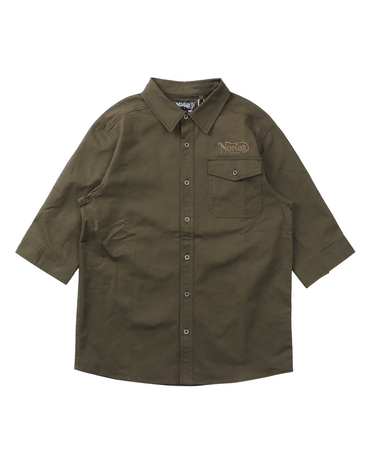 ストレッチ ショルダー ライン ミリタリー 7分袖 シャツ