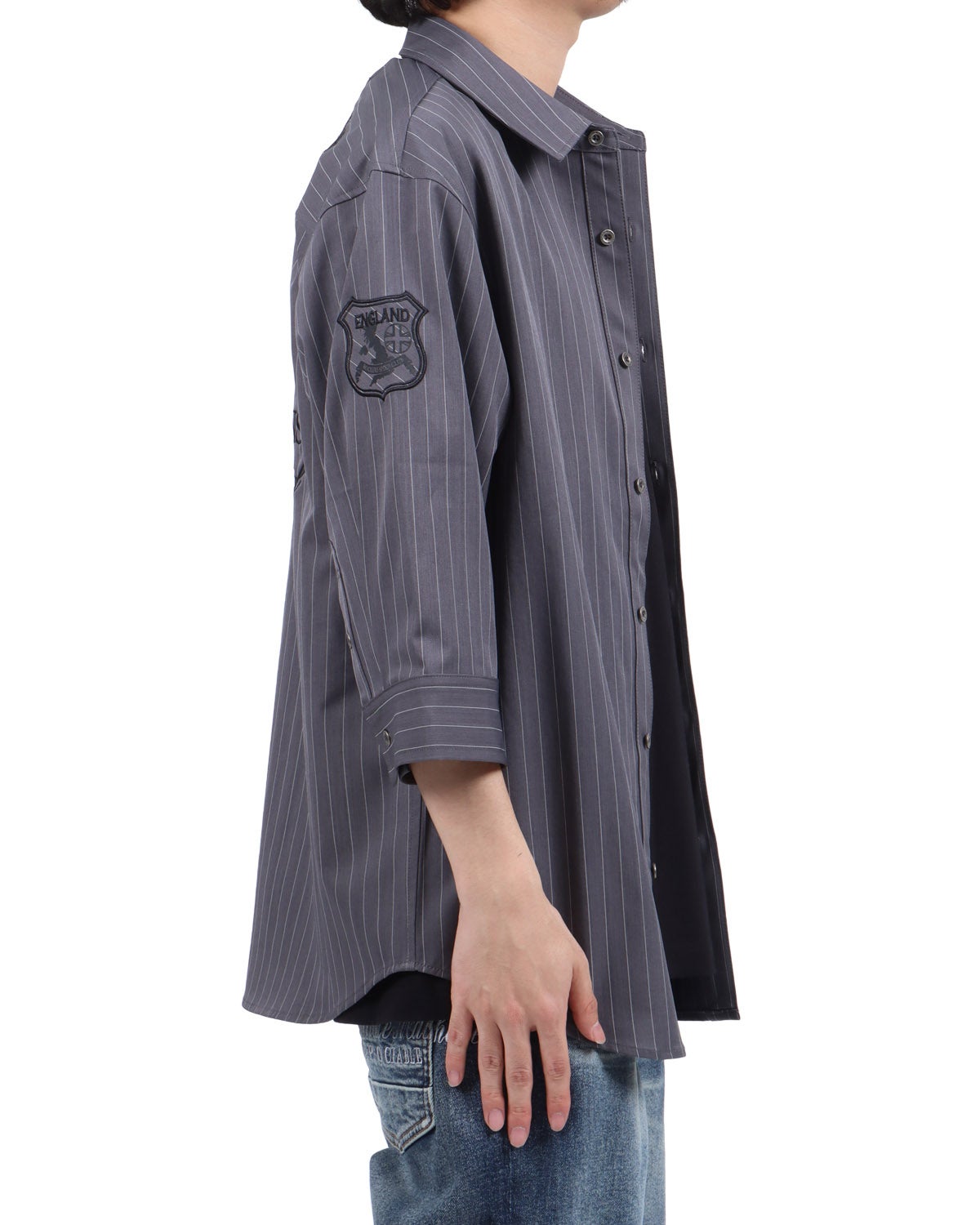 Norton] ストレッチ ピンストライプ 7分袖 シャツ | PEET ONLINE STORE