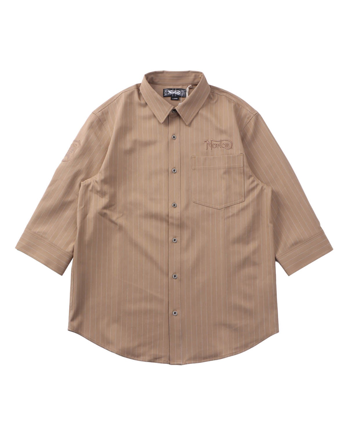 ストレッチ ピンストライプ 7分袖 シャツ