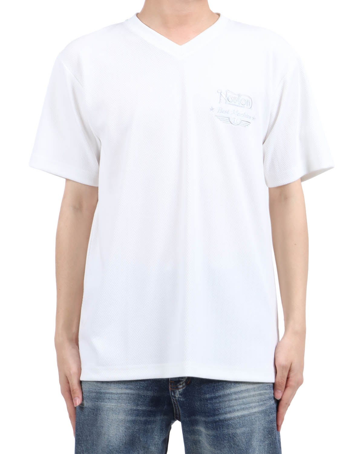 ホワイト：173cm63kg(Lサイズ着用)