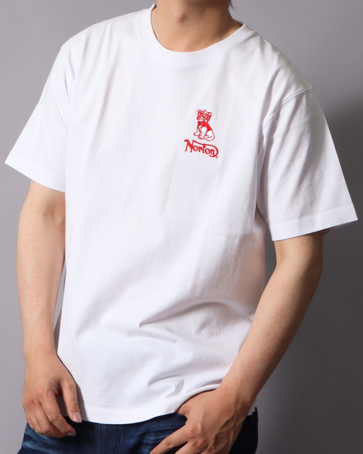 ホワイト：178cm/75kg(Lサイズ着用）