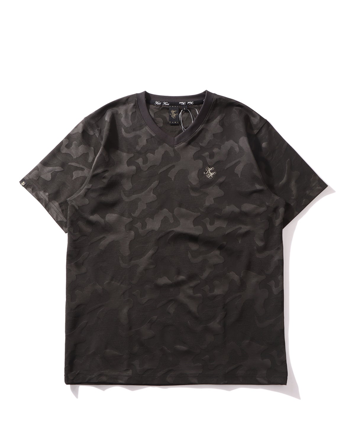 同色 カモ柄 ラメ刺繍 T