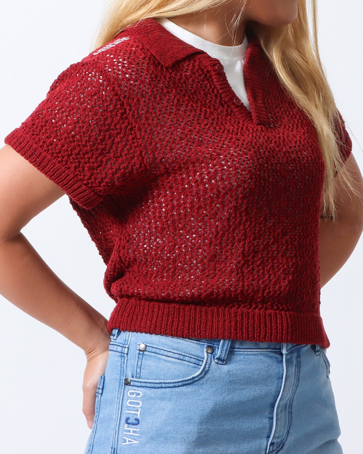 ウィメンズ ウォッシャブル ニットポロ