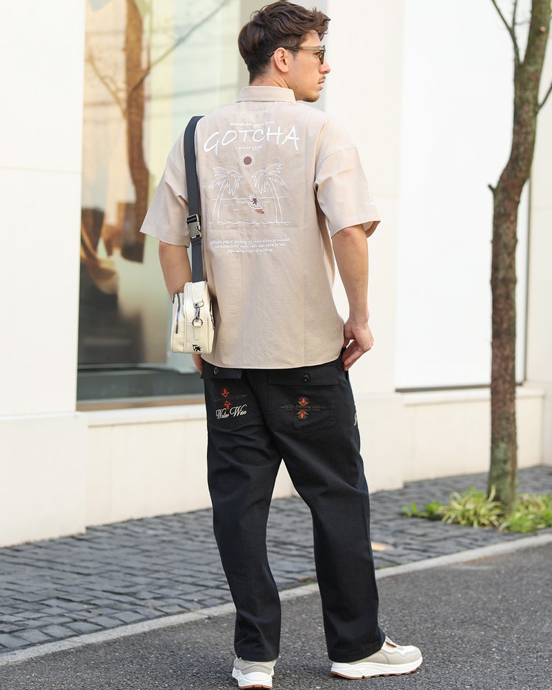 ベージュ：180cm/70kg(Lサイズ着用)