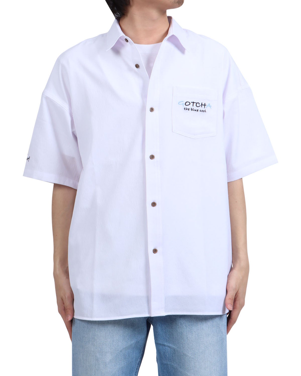 ホワイト：173cm63kg(Lサイズ着用)