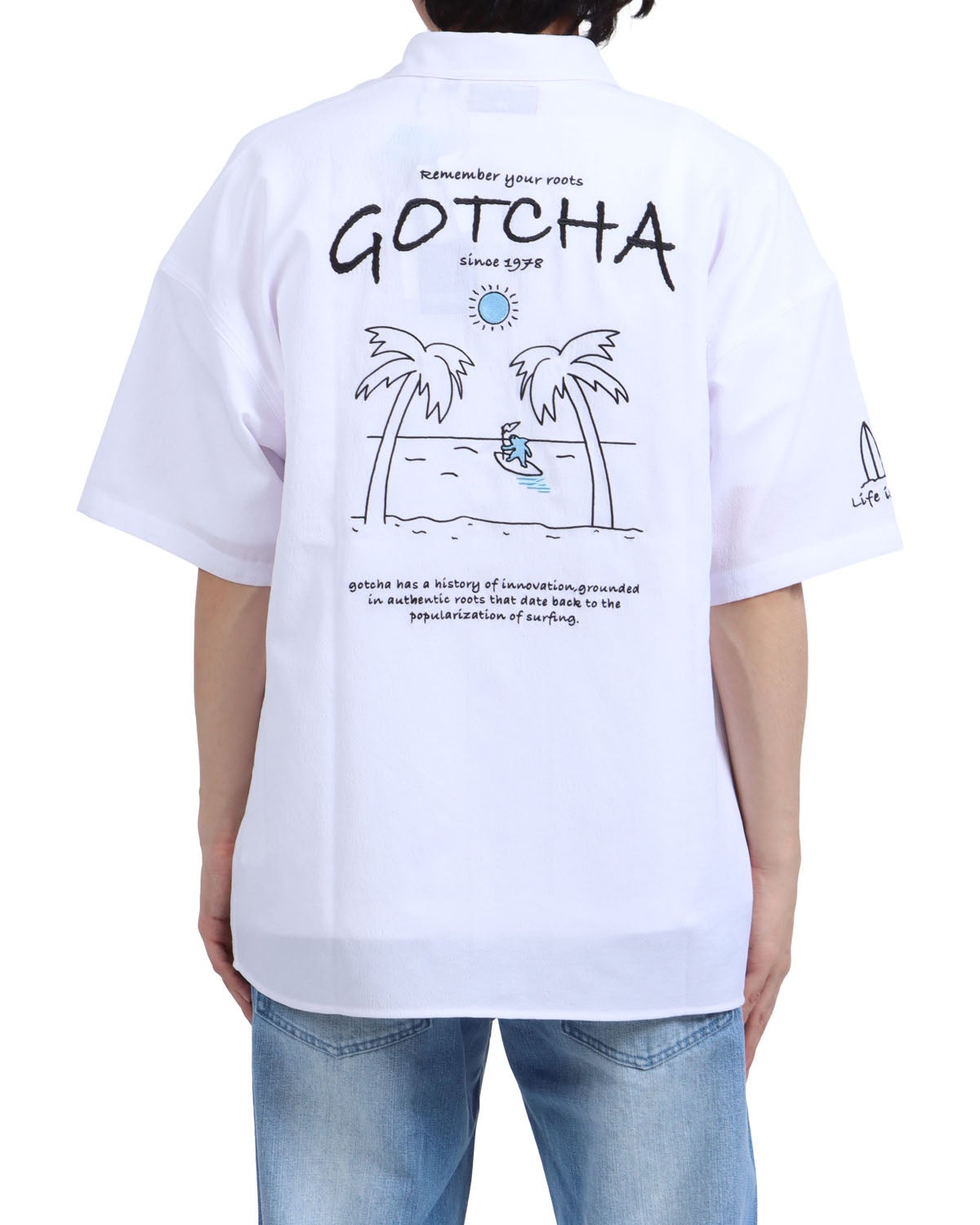 ホワイト：173cm63kg(Lサイズ着用)