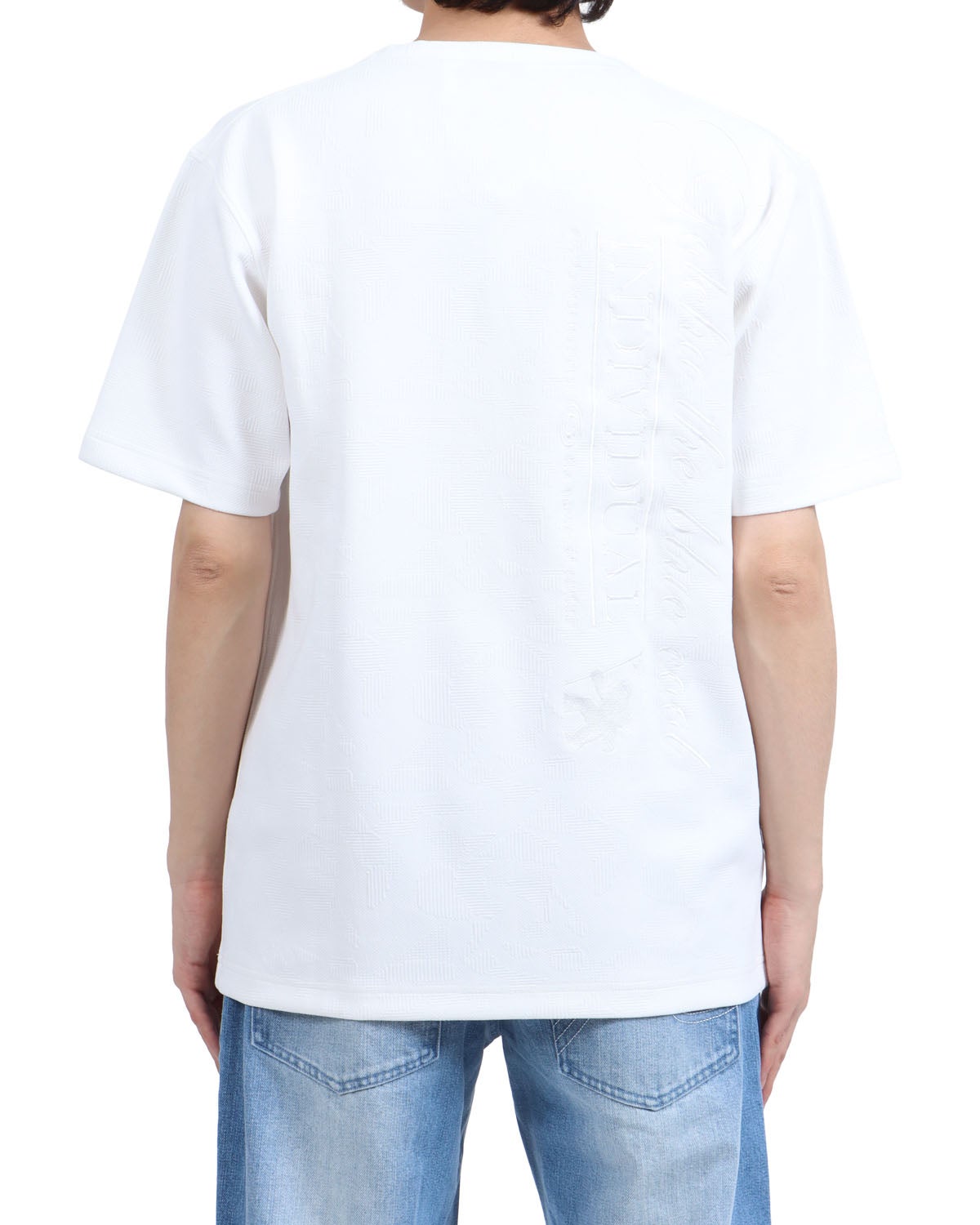 ホワイト：173cm63kg(Lサイズ着用)