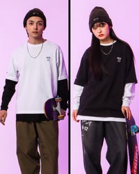 左：170cm(Mサイズ着用)、右：160ｃｍ（Ｍサイズ着用）