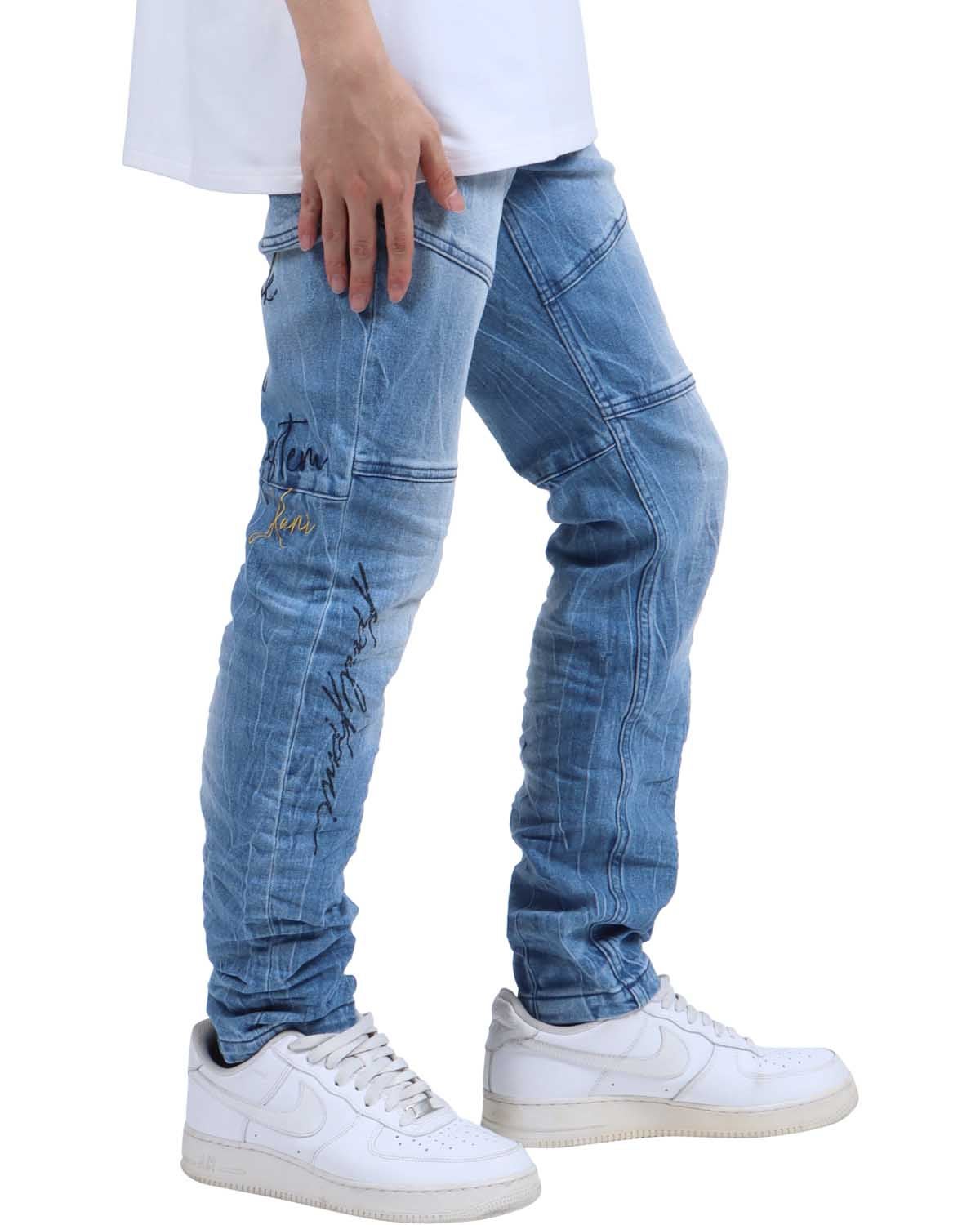 Karl Kani] ストレッチ クラック 加工 タイト デニム パンツ | PEET