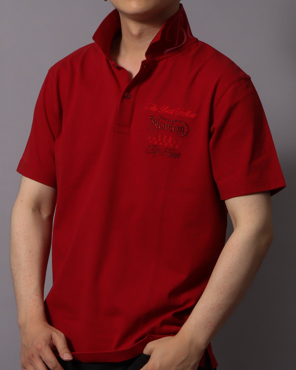 同色 ラメ刺繍 ポロシャツ