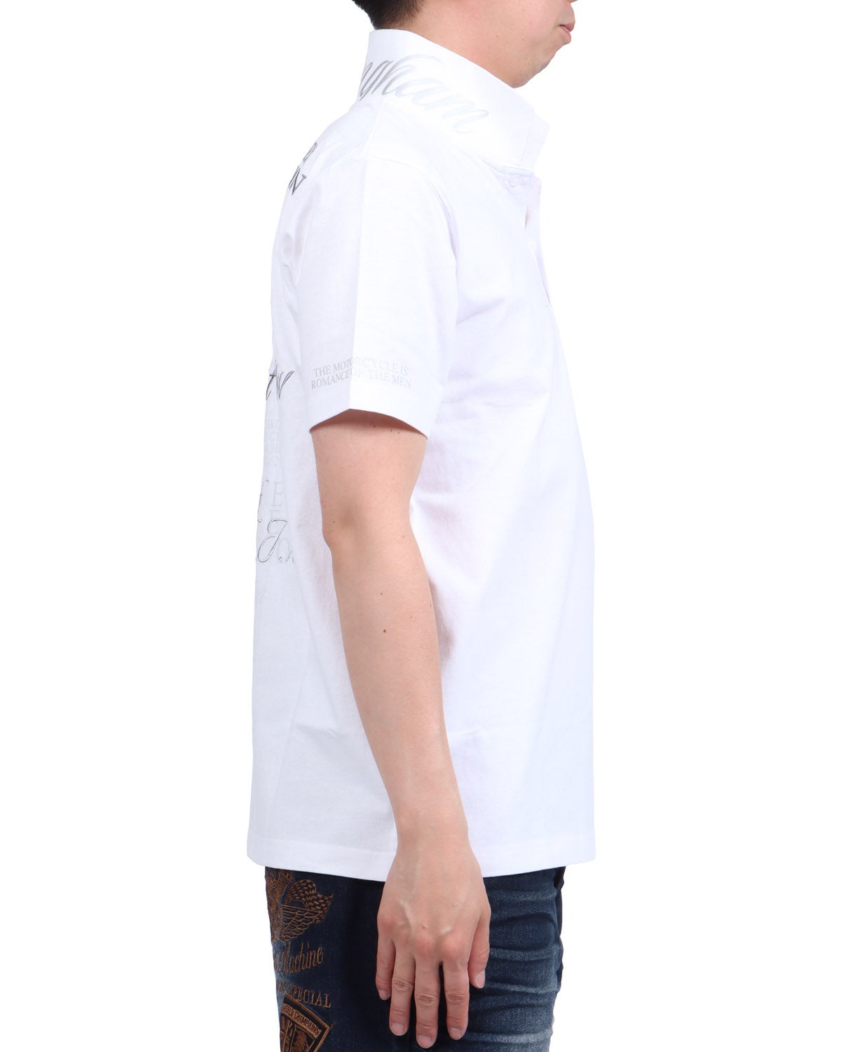 ホワイト：174cm62kg(Lサイズ着用)