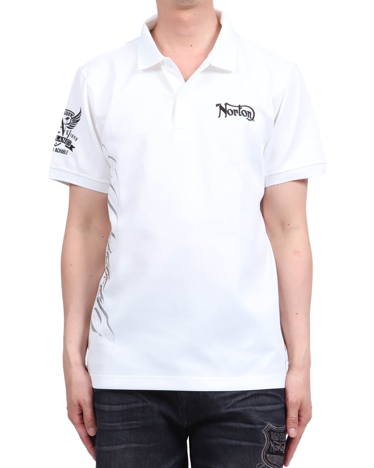 ホワイト：174cm62kg(Lサイズ着用)