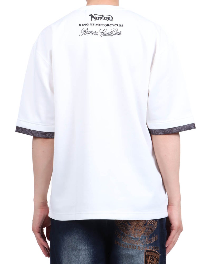 ホワイト：174cm62kg(Lサイズ着用)