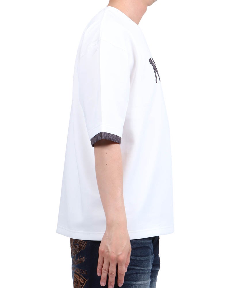 ホワイト：174cm62kg(Lサイズ着用)