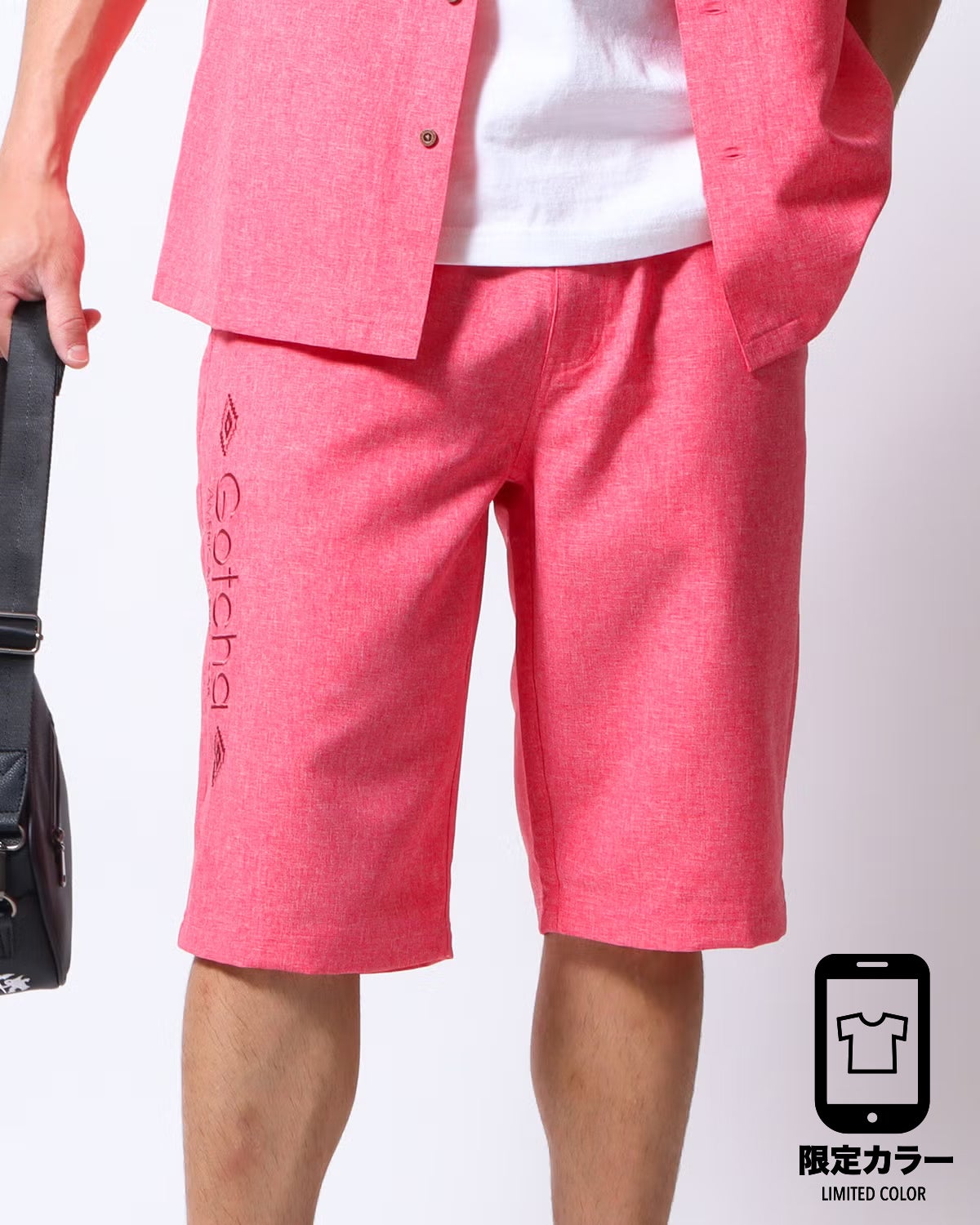 リネンライク 縦ロゴ ショーツ