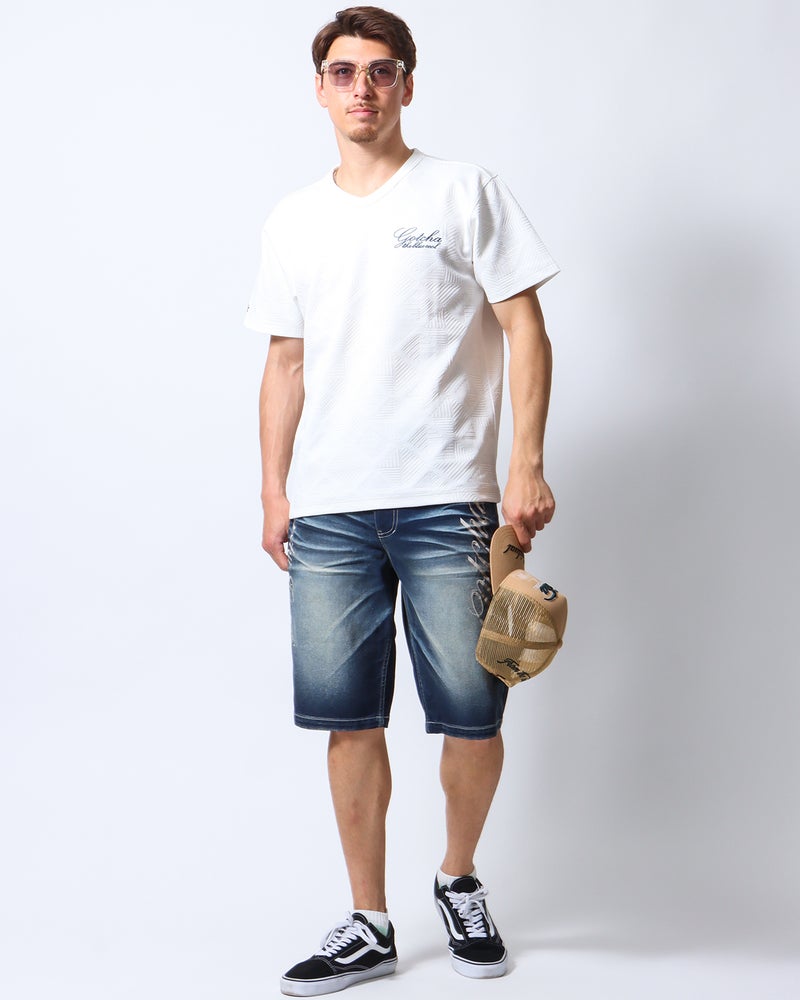 インディゴ：180cm/70kg(Lサイズ着用)